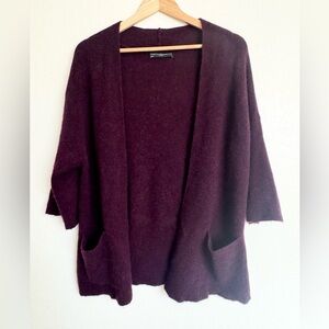 Peruvian Connection 100% Royal Alpaca Isumi Cardigan Sweater Small Maroon Wine